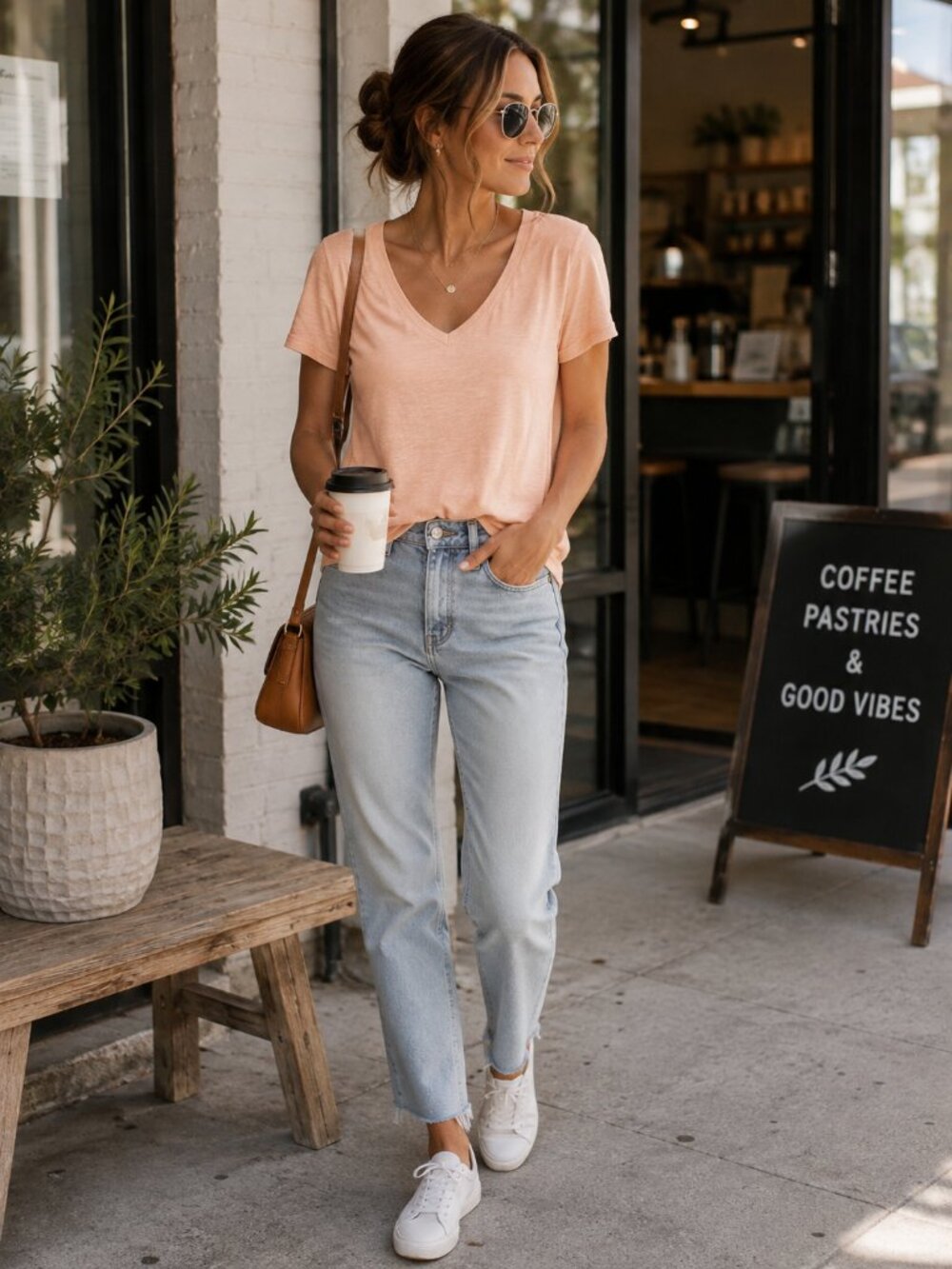 Madewell Whisper Cotton V Neck Tee Peach Pink Slub T Shirt Size XS
